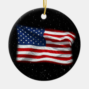 Stars and Stripes USA Patriotic American Flag Keramisch Ornament