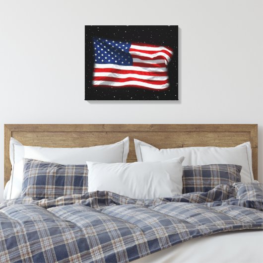 Stars and Stripes USA Patriottic American Flag Canvas Afdruk (Insitu (Slaapkamer))