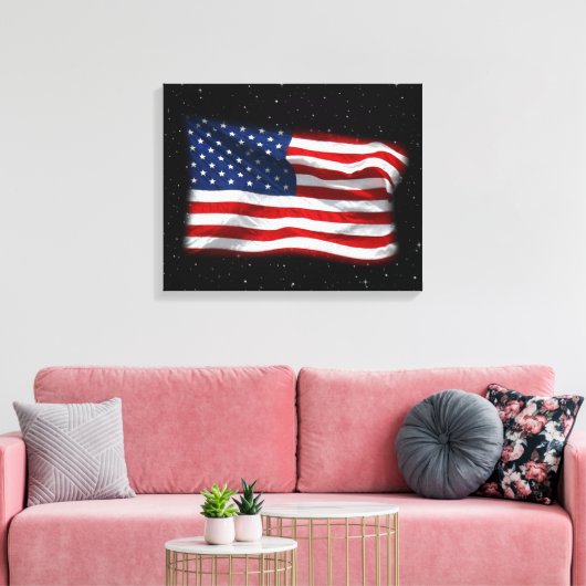 Stars and Stripes USA Patriottic American Flag Canvas Afdruk (Insitu (Woonkamer))
