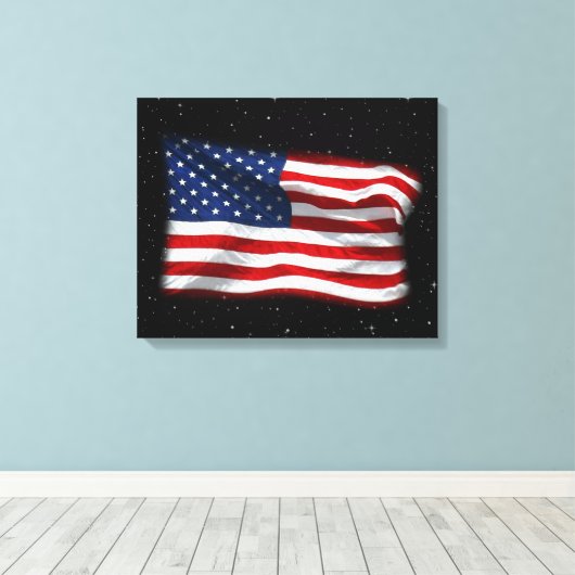 Stars and Stripes USA Patriottic American Flag Canvas Afdruk (Insitu (Houten vloer))