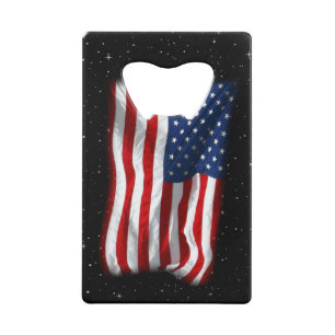 Stars and Stripes USA Patriottic American Flag Creditkaart Flessenopener