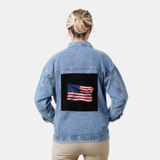 Stars and Stripes USA Patriottic American Flag Denim Jacket (Model)