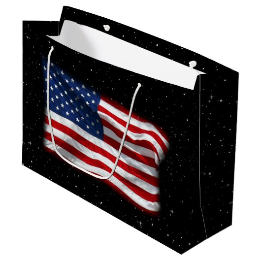 Stars and Stripes USA Patriottic American Flag Groot Cadeauzakje (Voorkant Gekanteld)