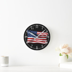 Stars and Stripes USA Patriottic American Flag Ronde Klok