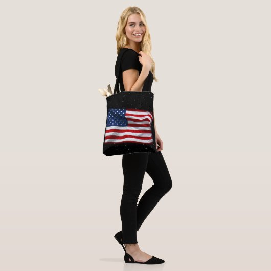 Stars and Stripes USA Patriottic American Flag Tote Bag (Op model)