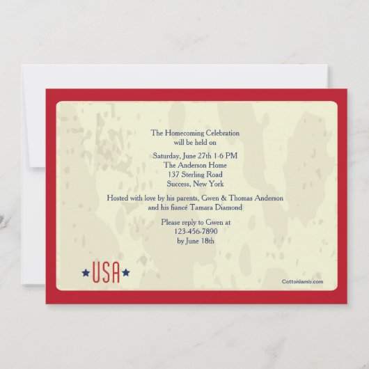 Stars and Stripes USA Photo Patriotic Invites Kaart (Achterkant)