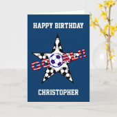 Stars and Stripes Voetbaldoel Gelukkige Verjaardag Kaart (Gele Bloem)