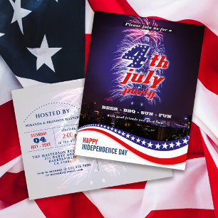 Stars and Stripes Vuurwerk 4 Juli Uitnodiging