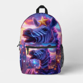 Stars And Stripes with Zebra Zanzibar Round Pillow Bedrukte Rugzak (Voorkant)