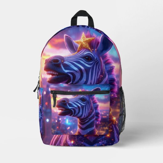 Stars And Stripes with Zebra Zanzibar Round Pillow Bedrukte Rugzak (Voorkant)