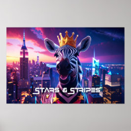 Stars And Stripes Zebra Zanzibar Poster