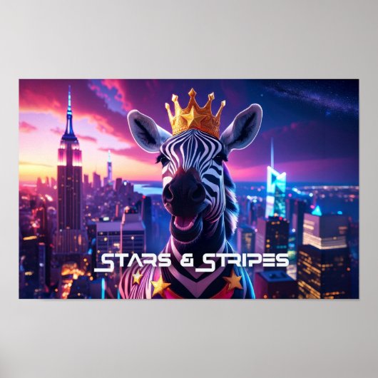 Stars And Stripes Zebra Zanzibar Poster (Voorkant)
