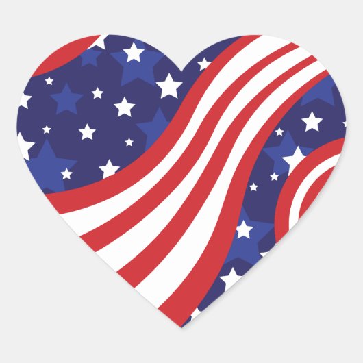 Stars and Stripes zijn golvend Hart Sticker (Voorkant)