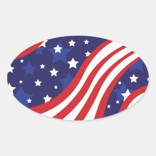 Stars and Stripes zijn golvend Ovale Sticker