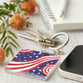 Stars and Stripes zijn golvend Sleutelhanger (Voorkant Rechts)