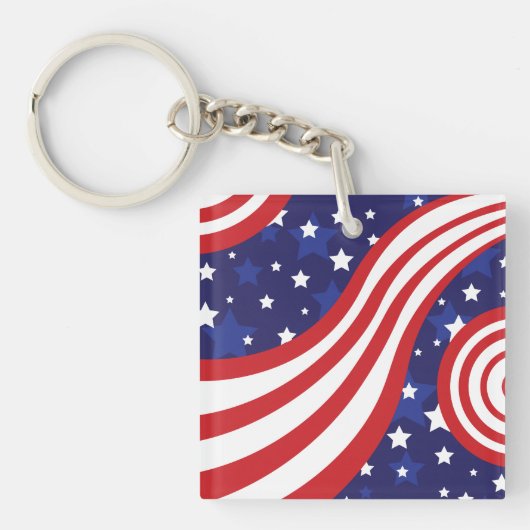 Stars and Stripes zijn golvend Sleutelhanger (voorkant)