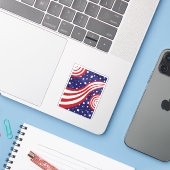 Stars and Stripes zijn golvend Sticker (Laptop met iPhone)