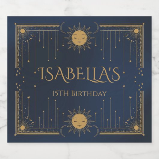 stars and sun sparkling wijnetiket (Enkel label)