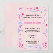 Stars and Swirls verjaardagsfeestje uitnodiging (Voorkant / Achterkant)