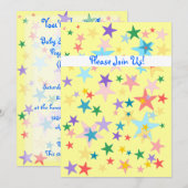 Stars Baby shower Invitation Kaart (Voorkant / Achterkant)