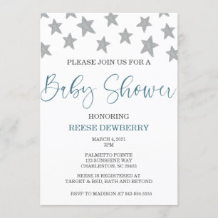 Stars Baby shower Invite Kaart