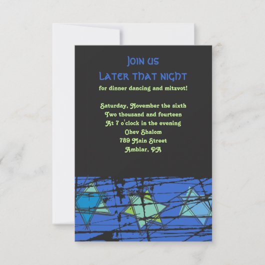 Stars Bar Bat Mitzvah Party-kaart met verdringings Kaart (Voorkant)