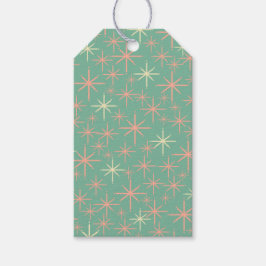 Stars Blauwgroen Mint Roze Cadeaulabel