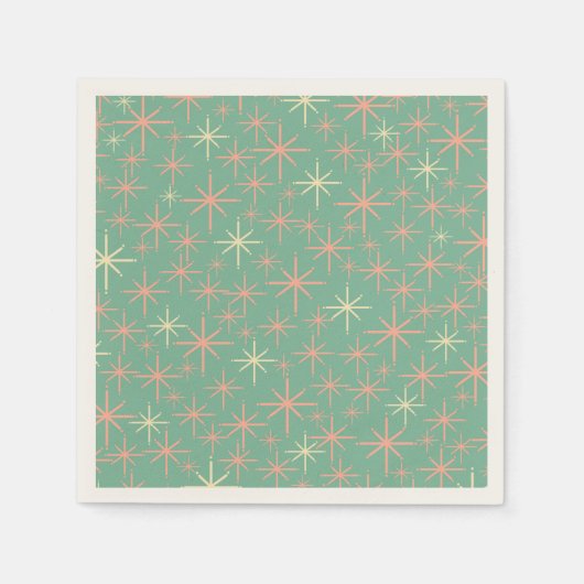 Stars Blauwgroen Mint Roze Servet (Voorkant)