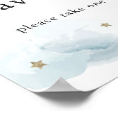 Stars & Blue Clouds Baby shower Favors Sign Poster (Hoek)