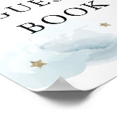 Stars Blue Clouds Baby shower Guest Book Sign Poster (Hoek)