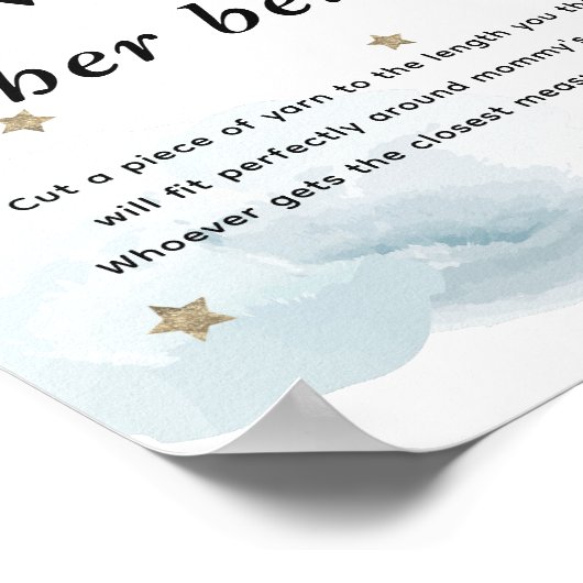 Stars & Blue Clouds Baby shower Hoe groot haar bui Poster (Hoek)