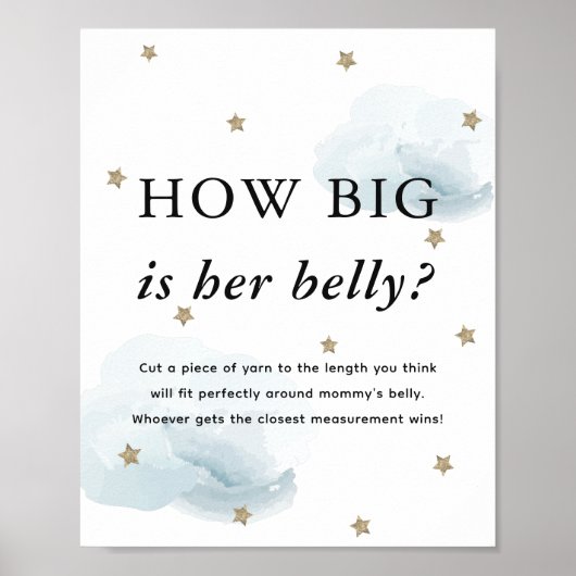 Stars & Blue Clouds Baby shower Hoe groot haar bui Poster (Voorkant)