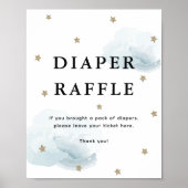 Stars & Blue Clouds Baby shower Luier Raffle Poster (Voorkant)