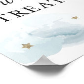 Stars & Blue Clouds Baby shower Sweet Trets Sign Poster (Hoek)