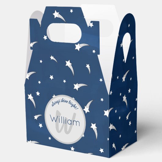 Stars Blue Waterverf Monogram Baby Boy Birthday Bedankdoosjes (Geopend)