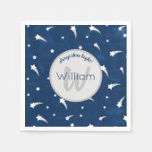 Stars Blue Waterverf Monogram Baby Boy Birthday Servet (Voorkant)
