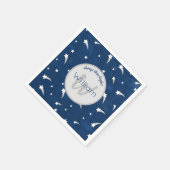Stars Blue Waterverf Monogram Baby Boy Birthday Servet (Hoek)