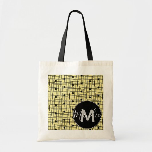 Stars boeken met zwarte en gele naam tote bag (Voorkant)