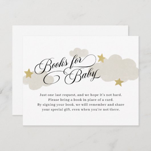 Stars Books Insert for Baby shower Enclosure Card Informatiekaartje (Voorkant / Achterkant)