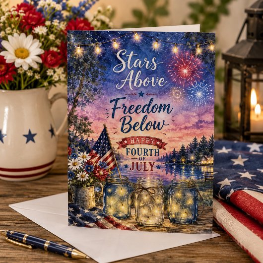Stars Boven, Vrijheid Onder Vier Juli Kaart