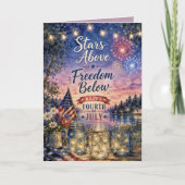 Stars Boven, Vrijheid Onder Vier Juli Kaart (Voorkant)