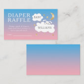 Stars Bunny Roze Blauw Baby shower Luier Raffle Informatiekaartje (Voorkant / Achterkant)