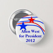 Stars Button, Allen West voor President 2012 Ronde Button 5,7 Cm (Voorkant /achterkant)