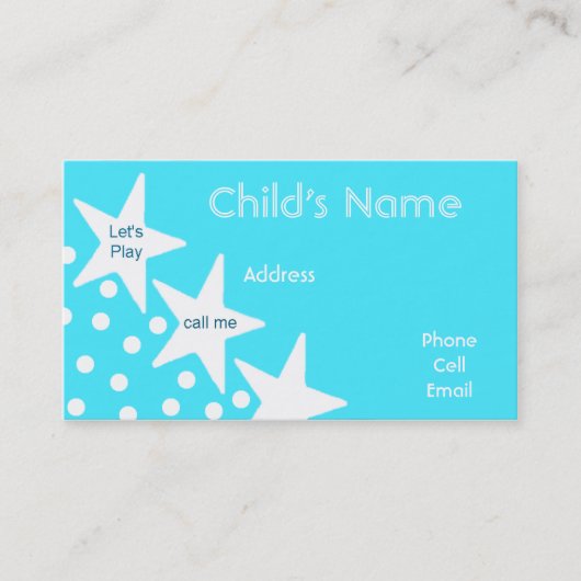 Stars Children's Calling Card Contactkaartje (Voorkant)