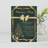Stars Christmas Tree ,Bow Green Christmas Party Kaart (Staand voorkant)