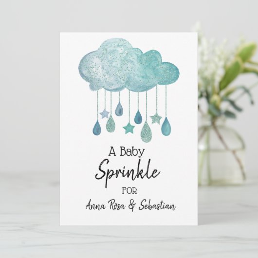 *~* Stars Cloud Rain druppelt sprinkpeluitnodiging Kaart (Staand voorkant)