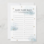 Stars & Clouds Baby Name Race Shower Game Card Kaart (Voorkant)