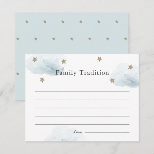 Stars & Clouds Baby shower Family Tradition Card Kaart (Voorkant / Achterkant)