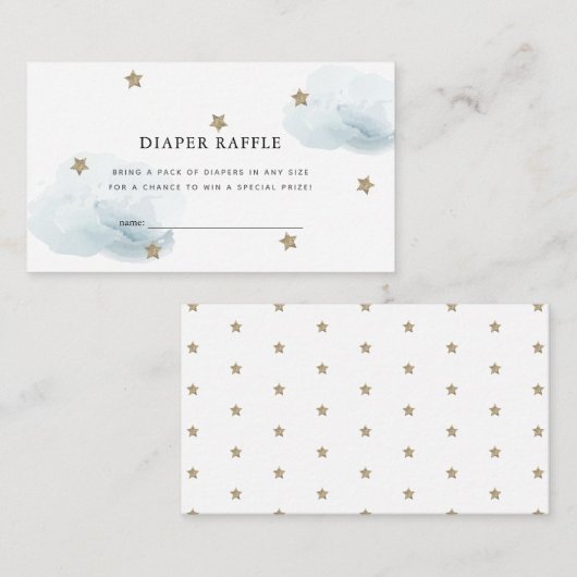 Stars & Clouds Baby shower Luier Raffle ticket Informatiekaartje (Voorkant / Achterkant)