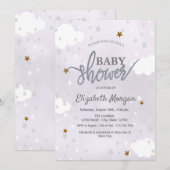 Stars & Clouds Lavendel Baby Shower Kaart (Voorkant / Achterkant)